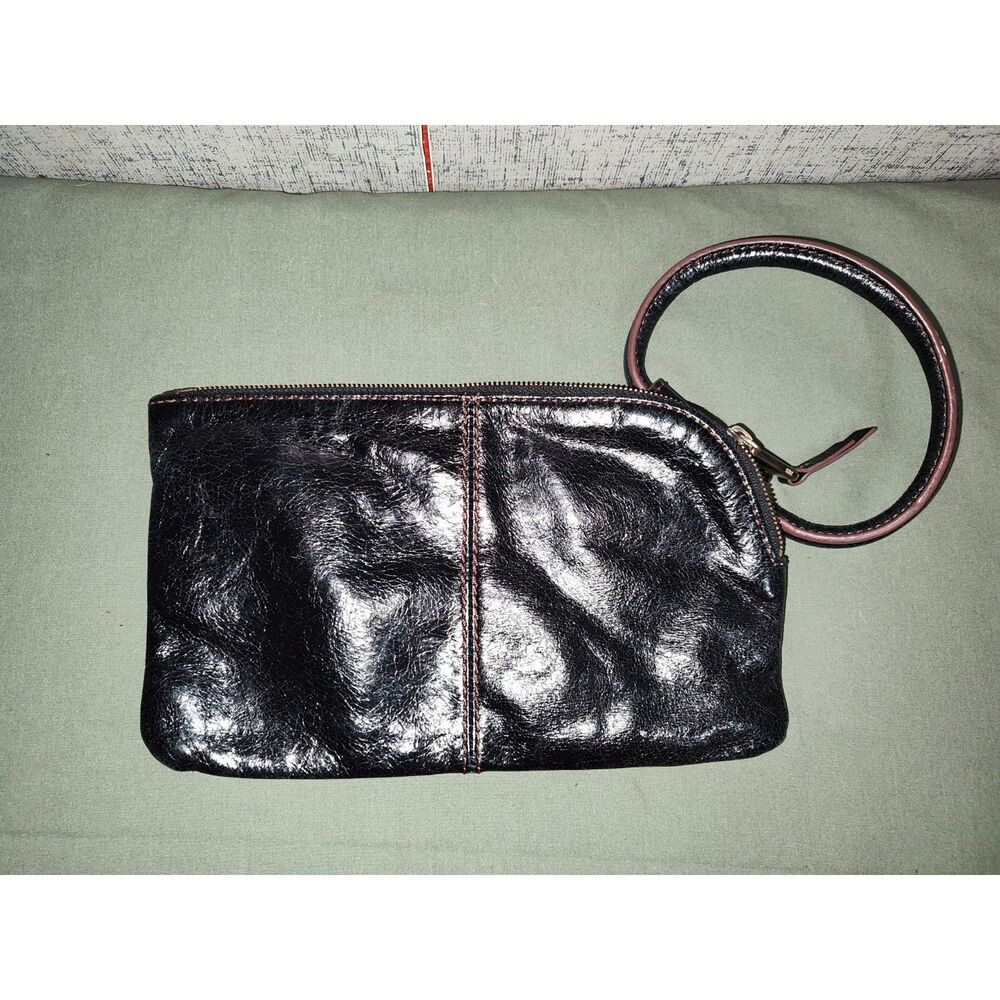 HOBO Sable Black Leather Wristlet Clutch